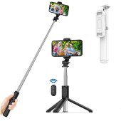 Selfie Stick Stabil Bluetooth, 101cm - Techsuit Remote and Tripod Mount (Q01) - White