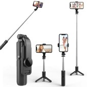 Selfie Stick Stabil cu Trepied si Self Timer, 73cm, Mini - Techsuit (L11) - Black