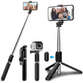 Selfie Stick Stabil cu Trepied si Telecomanda, 103cm - Techsuit (Q02) - Black