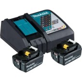 Set 2 acumulatori si incarcator Makita 197570-9, 18 V Li-Ion, 5 Ah, compatibil cu Makita DPO600Z