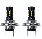 Set 2 becuri auto H4 15 LED/BEC putere 80W set Lumina alba temperatura 8000k