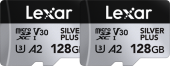 Set 2 carduri de memorie Lexar Professional SILVER Plus LMSSIPL128G-B2ANG, 128GB, microSDXC, UHS-I U3, V30