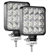 Set 2 Proiector PATRAT 16 led 12v-24v 48w lumina alba 6000k Slim LY