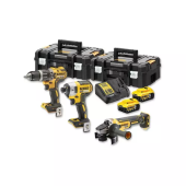 Set 3 scule, Dewalt (masina de gaurit si insurubat, masina de insurubat cu impact, polizor unghiular), 2 acumulatori 18 V, 5.0 Ah