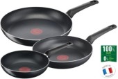 Set 3 tigai Tefal B5569153, 20 cm, 24 cm, 28 cm (Negru)