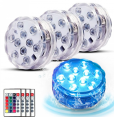 Set 4 lampi LED RGB cu telecomanda rezistente la apa