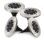 Set 4 Lampi Solare METALICE Disk Lights Argintii 