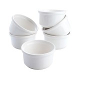 Set 6 Boluri Soufle, 9 cm, ceramica termorezistenta pentru cuptor, Alb