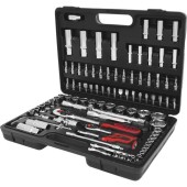 Set 96 chei tubulare KS Tools, Crom-Vanadiu, Nichelate, Rosu/Negru