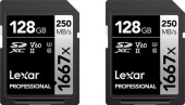 Set carduri de Memorie Lexar Professional 1667x, SDXC, 128GB, Clasa 10, UHS-II, 2 bucati