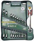 Set chei combinate Sata SA09066, 8-19 mm, 12 piese (Verde)