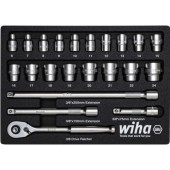 Set chei cu clichet Wiha WH44708, 3/8inch, cu insertie din spuma, 23 piese