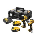 Set de scule cu acumulatori, DeWALT, Li-Ion, 18V, 2 x 4.0Ah, DCD709, DCF809, Negru, Galben