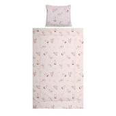 Set lenjerie pat 3 piese Lorelli Cosy Bunnies Beige, bumbac ranforce