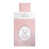 Set lenjerie patut 3 piese, Cosy, bumbac ranforce, lavabil 30°C, Little Bear Pink