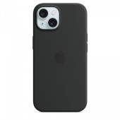 Silicone with MagSafe for iPhone 15 - Negru