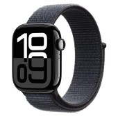 Smartwatch Apple Watch 10 GPS Cellular, Carcasa Jet Black Titanium 42mm, ecran LTPO OLED, 64GB, curea textil Ink Sport Loop (Negru)