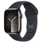 Smartwatch Apple Watch 9 GPS + Cellular, 41mm Graphite Stainless Steel Case, Midnight Sport Band - M/L