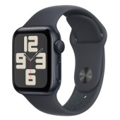 Smartwatch Apple Watch SE (2024), GPS, Carcasa Midnight Aluminium 40mm, ecran LTPO OLED, 32GB, curea silicon Midnight Sport Band - S/M (Negru/Albastru)