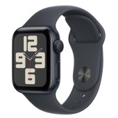 Smartwatch Apple Watch SE (2024), GPS, Carcasa Midnight Aluminium 40mm, ecran LTPO OLED, 32GB, curea silicon Midnight Sport Band M/L (Negru/Albastru)