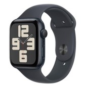 Smartwatch Apple Watch SE (2024), GPS, Carcasa Midnight Aluminium 44mm, ecran LTPO OLED, 32GB, curea silicon Midnight Sport Band - M/L (Negru/Albastru)