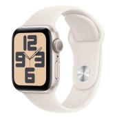 Smartwatch Apple Watch SE (2024), GPS, Carcasa Starlight Aluminium 40mm, ecran LTPO OLED, 32GB, curea silicon Starlight Sport Band - S/M (Auriu)