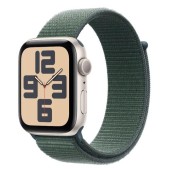 Smartwatch Apple Watch SE (2024), GPS, Carcasa Starlight Aluminium 44mm, ecran LTPO OLED, 32GB, curea Lake Green Sport Loop (Auriu/Verde)