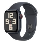 Smartwatch Apple Watch SE (2024), GPS, Cellular, Carcasa Midnight Aluminium 40mm, ecran LTPO OLED, 32GB, curea silicon Midnight Sport Band M/L (Negru/Albastru)