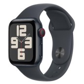 Smartwatch Apple Watch SE (2024), GPS, Cellular, Carcasa Midnight Aluminium 40mm, ecran LTPO OLED, 32GB, curea silicon Midnight Sport Band S/M (Negru/Albastru)