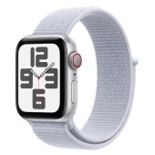 Smartwatch Apple Watch SE (2024), GPS, Cellular, Carcasa Silver Aluminium 40mm, ecran LTPO OLED, 32GB, curea Blue Cloud Sport Loop (Argintiu/Albastru)