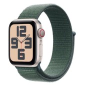 Smartwatch Apple Watch SE (2024), GPS, Cellular, Carcasa Starlight Aluminium 40mm, ecran LTPO OLED, 32GB, curea Lake Green Sport Loop (Auriu/Verde)