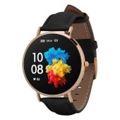 Smartwatch GARETT Verona, Ecran AMOLED 1.3inch, Piele, Notificari, 22 Moduri Sportive, Waterproof IP67 (Auriu/Negru)