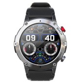 Smartwatch iSEN C21 Pro, 1.32 inch, Apel bluetooth, Bluetooth 5.0, Ritm cardiac, SpO2, 19 sporturi, Ip68, 300mAh, Negru/Argintiu