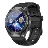 Smartwatch iSEN JA01 Black, Ecran AMOLED 1.43inch HD, Glicemie, Apel Bt, Apel SOS, Asistare vocala, Nivel radiatii, EKG, Acid uric, Lipide sange, Masa corporala (Negru)