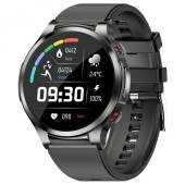 Smartwatch iSEN Watch W11, Negru cu bratara neagra de silicon, Monitorizare functii vitale, ECG, Glicemie, HD 1.32 , Bt v5.1, IP67, 230 mAh