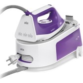 Statie de calcat Braun Carestyle 1 IS1014PU, 2200W, 6 bari, abur variabil 120g/min, jet de abur 360g/min, rezervor 1.5L, talpa Super Ceramic (Alb/Violet)