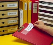 Suport etichete autoadezive Probeco 74 x 105 mm cu insert etichete albe