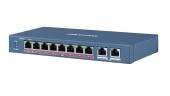 Switch 8 porturi PoE Hikvision DS-3E0310HP-E, 2 porturi RJ45 Gigabit uplink, 110 W, 100 Mbps, protectie la supratensiune 6KV