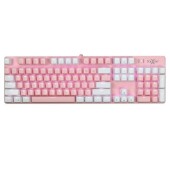 Tastatura gaming mecanica FoxXray HKM-68 Pinklove, iluminare led ALB 22 moduri, switch Blue, US Layout, Roz/Alb