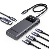 Ugreen Hub USB-C UGREEN CM888 Uno, 2 x USB-A 3.2 - 3 x USB-C - 1 x HDMI, Gri