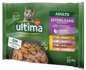ULTIMA Multipack selectie de carne pentru pisici sterilizate, 4x85g
