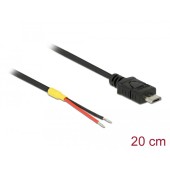 USB 2.0 Micro-B, tată > 2 fire de alimentare deschise, 20 cm, Raspberry Pi