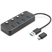 USB 3.0, 4-port, Aluminium