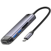 USB-C 10-în-1 HU-7420 (USB-C, HDMI, VGA, USB3.0*2, USB3.0*2, SD, TF)