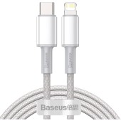 USB-C cu Lightning High Density Braided , 20W, PD, 2m (Alb)