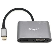 USB-C->HDMI,VGA/USB3.0,100WPD,AUX,4K60Hz 0.15m sw