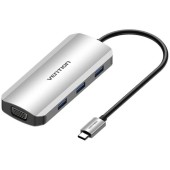 USB-C to HDMI, VGA, 3x USB 3.0, PD 0.15m TOIHB (gray)