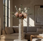 Vaza decorativa, Mauro Ferretti, Nairobi, 15.5x65 cm, polirasina, alb/negru