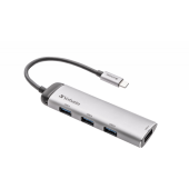 Verbatim Hub USB Verbatim 49147, 4x USB, 1x USB-C, Argintiu