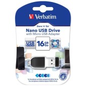 Verbatim Memorie USB Verbatim Nano 16GB USB2.0 + adaptor Micro USB (49821)